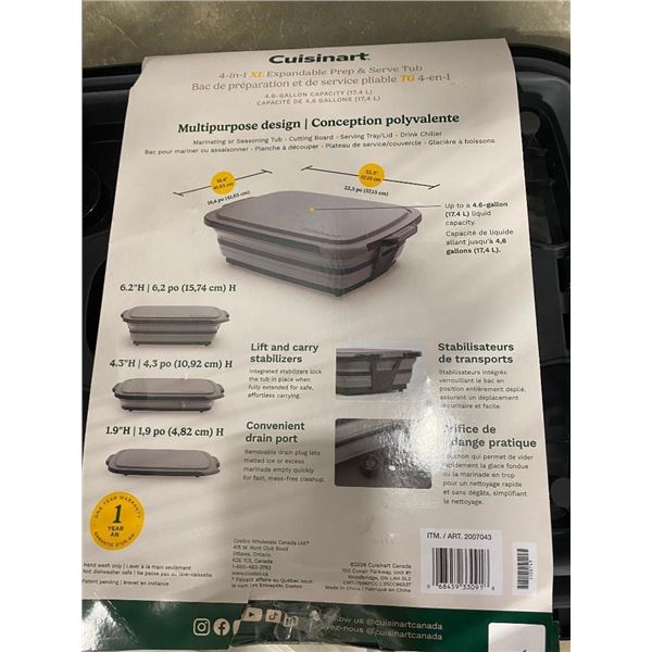 CUISINART EXPANDABLE SERVE AND PREP TUB