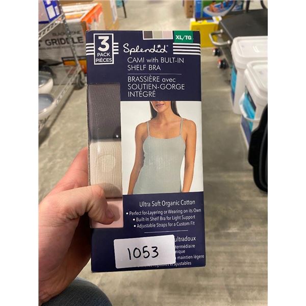 3 PACK OF SIZE XL WOMENS CAMI WITH BUILT IN BRA