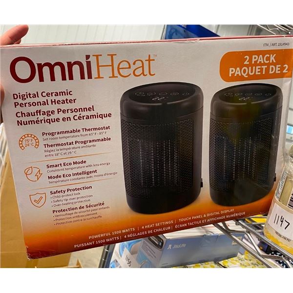 2 PACK OF DIGITAL CERAMIC HEATERS