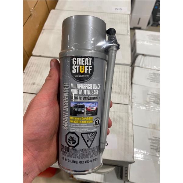 12 CANS OF MULTI-PURPOSE BLACK SPRAY FOAM