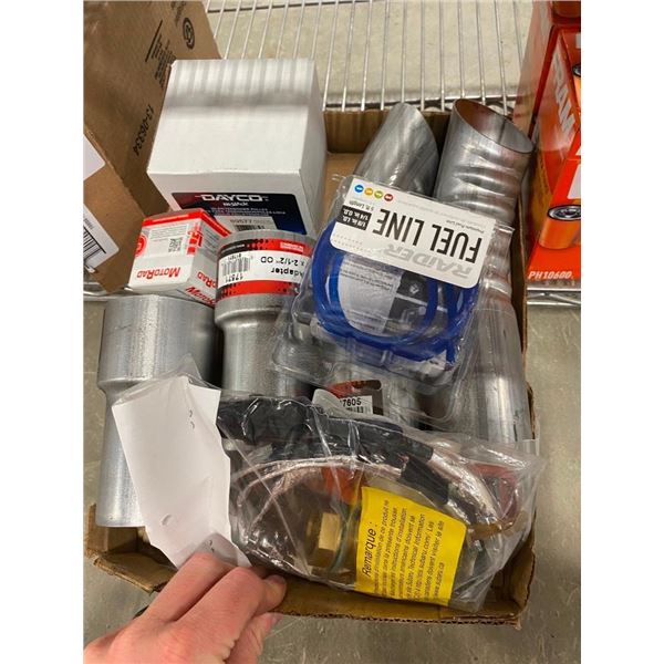 BOX OF ASSORTED CAR PARTS