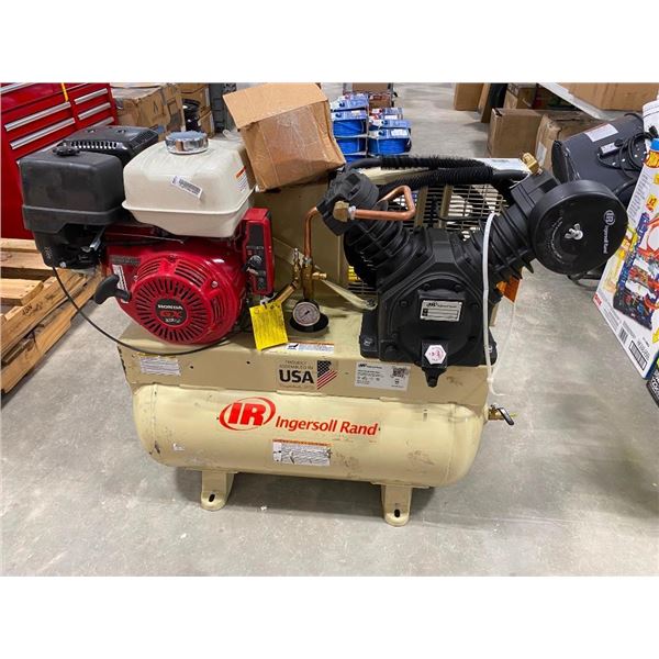 INGERSOLL RAND 30G GAS POWERED AIR COMPRESSOR WITH ELECTRIC START - NO BATTERY - DAMAGE SEEN IN PICS
