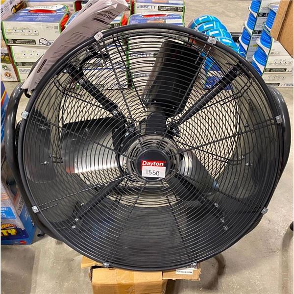 DAYTON 26IN DIRECT DRIVE FAN / AIR CIRCULATOR WITH WHEELS - HAS DENT ON ONE SIDE
