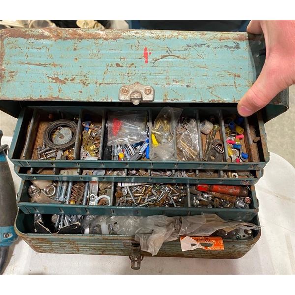 TOOL BOX WITH SOME ASSORTED HARDWARE