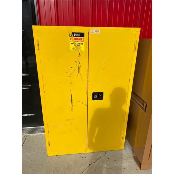 43.5X18.5X65IN FLAMMABLE STORAGE CABINET - HAS SOME SCRATCHES AND SMALL DINGS