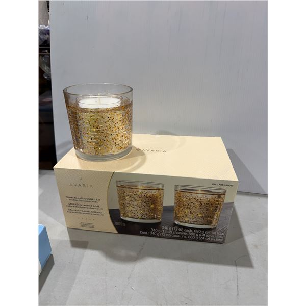 AVARIA pomegranate and gilded Bay LED scented candles