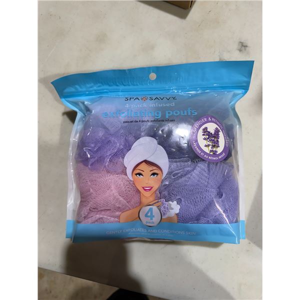 Spa savvy, four pack infused exfoliating puffs