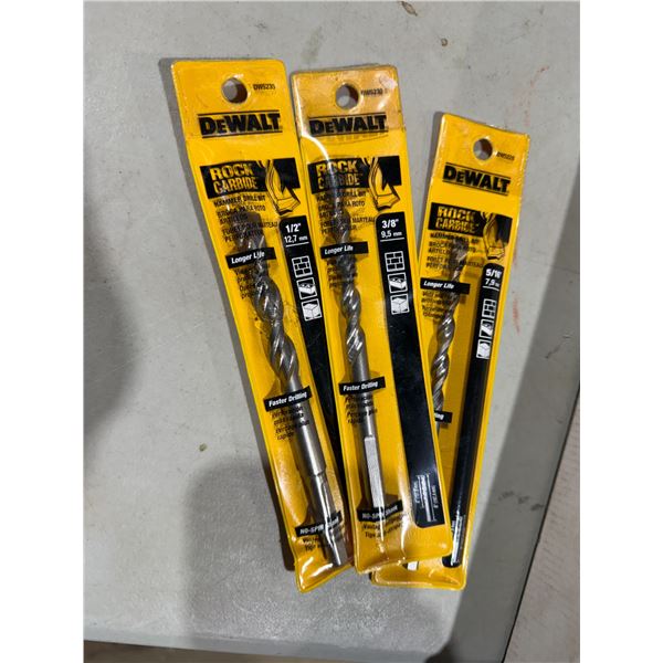 DeWalt assorted size drill bits half inch 3/8 inch, 5/16 inch