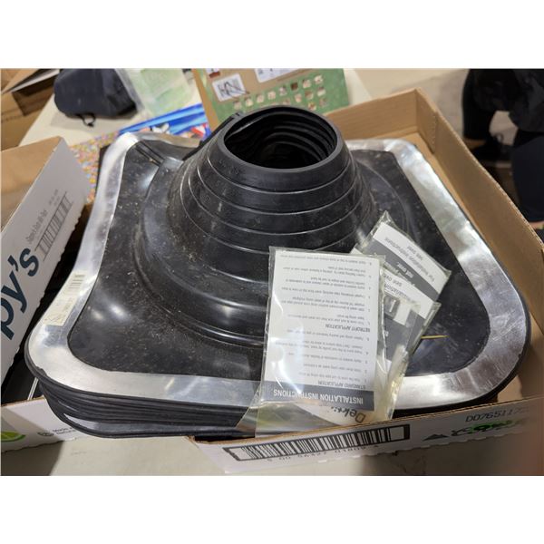 Lot of 6 -- Dektite Premium #6 Black EPDM Metal Roof Pipe Flashing, Square Base, Pipe OD 5" to 9" --