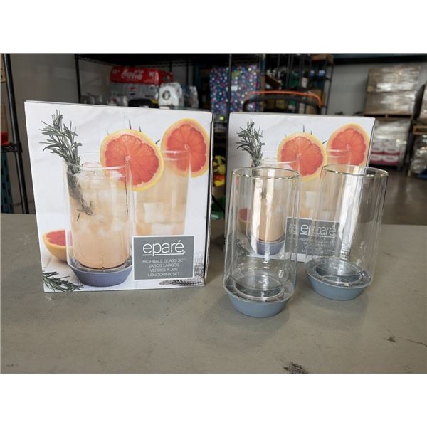 BRAND NEW SET OF 4 EPARE HIGHBALL GLASS SET, DUAL WALL INSULATED GLASS RETAIL TOTAL $108