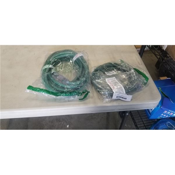 APPROX 25 FOOT GREEN HEAVY DUTY GREEN EXTENSION CORD (10AWG/3C) AND APPROX 8 FOOT GREEN EXTENSION CO