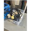 Image 2 : MILK CRATE OF TOOLS INCLUDING 18V BATTERY & CHARGER, TAPE MEASURERES, POWER BAR, WORKLIGHT ETC