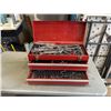 Image 1 : RED TOOL BOX FILLED WITH WRENCHES, SOCKETS ETC