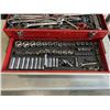 Image 4 : RED TOOL BOX FILLED WITH WRENCHES, SOCKETS ETC