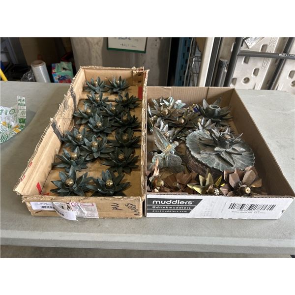 2 TRAYS OF METAL FOUNTAIN SPOUTS