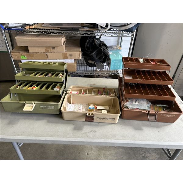 3 TACKLE BOXES WITH ASSORTED FISHING CONTENTS