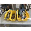 Image 1 : 3 PLASTIC TOTE OF TOOLS INCLUDING ADJUSTABLE RATCHET, DRILL BITS, SCREWDRIVERS ETC
