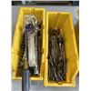 Image 3 : 3 PLASTIC TOTE OF TOOLS INCLUDING ADJUSTABLE RATCHET, DRILL BITS, SCREWDRIVERS ETC