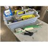 Image 2 : PLASTIC TOTE OF TOOLS INCLUDING WRENCHES, DRILLS BITS, HEAVY DUTY SCRAPPERS, SCREWDRIVERS ETC