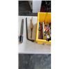 Image 3 : PLASTIC TOTE OF TOOLS INCLUDING 5 WRENCHES, PLANE, CHISELS, FILES ETC