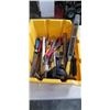 Image 4 : PLASTIC TOTE OF TOOLS INCLUDING 5 WRENCHES, PLANE, CHISELS, FILES ETC