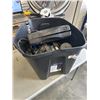 Image 1 : PLASTIC TOTE OF WORKING TOOLS INCLUDING SKILLSAW, JIGSAW, DRILL, 1 BELT SANDER, 1 DISC SANDER