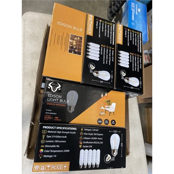 5 BOXES EDISON LIGHT BULB LED E26 SOCKET LIGHT BULBS