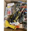 Image 2 : LARGE TRAY OF ASSORTED HAND TOOLS, STAPLER WITH STAPLES, WALL ANCHORS, CHISELS ETC