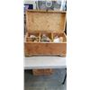 Image 1 : PLYWOOD TRUNK WITH ASSORTED LAMP BUILDING HARDWARE