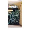 Image 3 : TRAY OF ITEMS INCLUDING HEAVY DUTY STRAPPING, CHRISTMAS LIGHTS, STIHL CHAINSAW BLADE, DVD PLAYER ETC