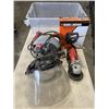 Image 1 : PLASTIC TOTE WITH CORDED SKILSAW, ANGLE GRINDER, BLACK & DECKER JIGSAW, FACESHIELD. WORKING