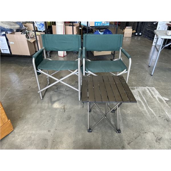 2 CAMPING CHAIRS AND CAMPING TALBE