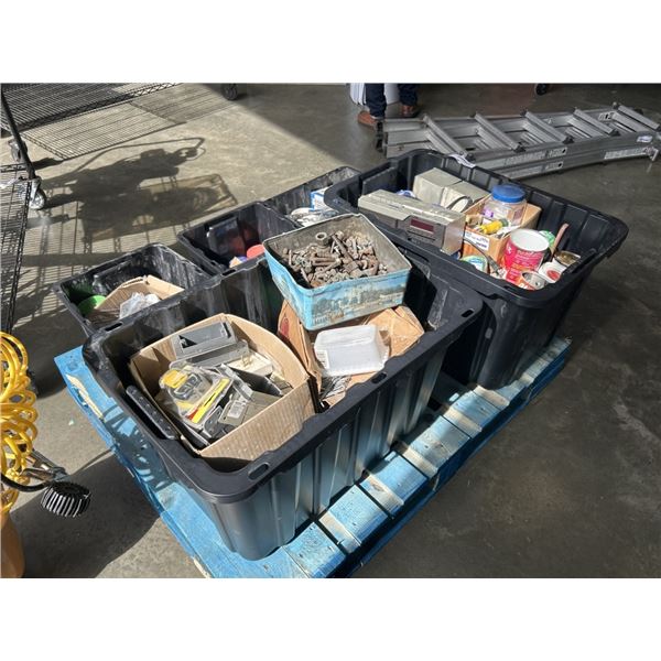 PALLET OF SHOP SUPPPLIES, HARDWARE ETC