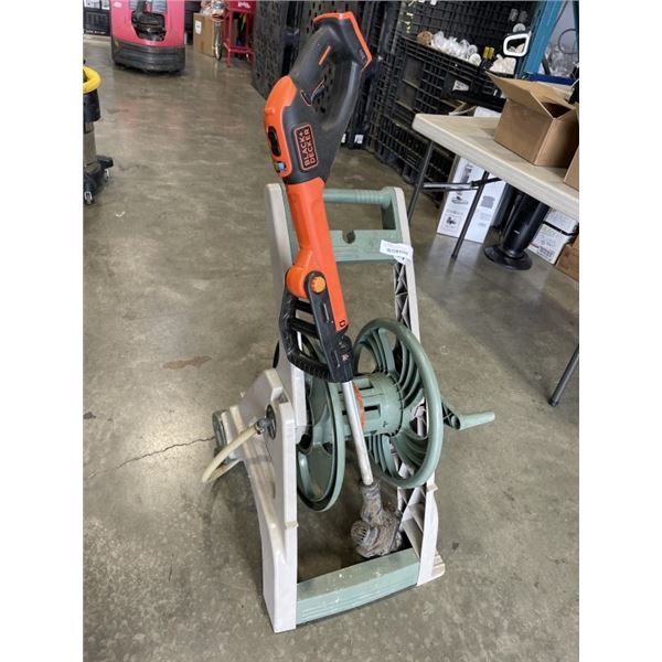 BLACK & DECKER WEED WACKER, WORKING, AND GARDEN HOSE REEL