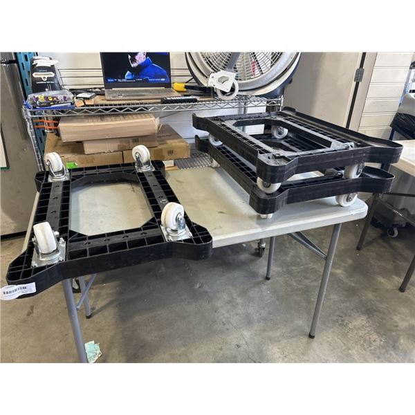 3 PLASTIC 4 WHEEL FLOOR DOLLIES
