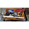 Image 2 : 3 TIER 4 WHEEL WAREHOUSE CART WITH 2 MAKITA GRINDERS, MAKITA PLANER, SCREWGUN, SHEAT METAL CUTTER, A