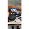 Image 3 : 3 TIER 4 WHEEL WAREHOUSE CART WITH 2 MAKITA GRINDERS, MAKITA PLANER, SCREWGUN, SHEAT METAL CUTTER, A