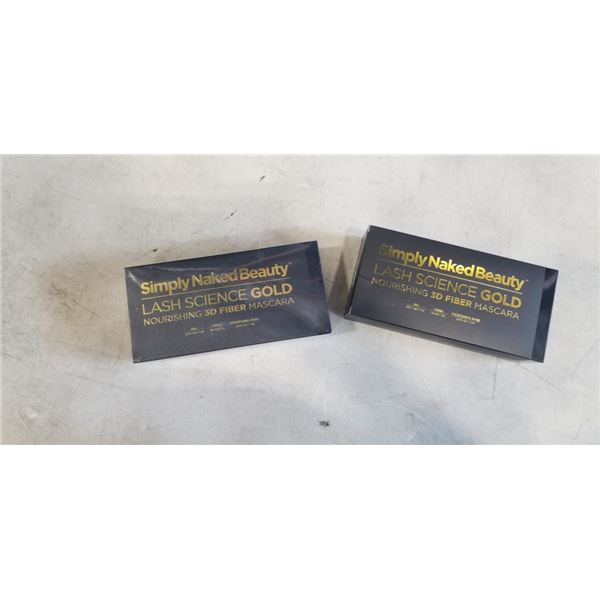 2 NEW SIMPLY NAKED BEAUTY LASH SCIENCE GOLD NOURISHING 3D FIBER MASCARA. MIDNIGHT BLACK