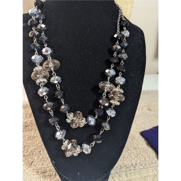 DOUBLE STRAND CRYSTAL GLASS BEADS NECKLACE
