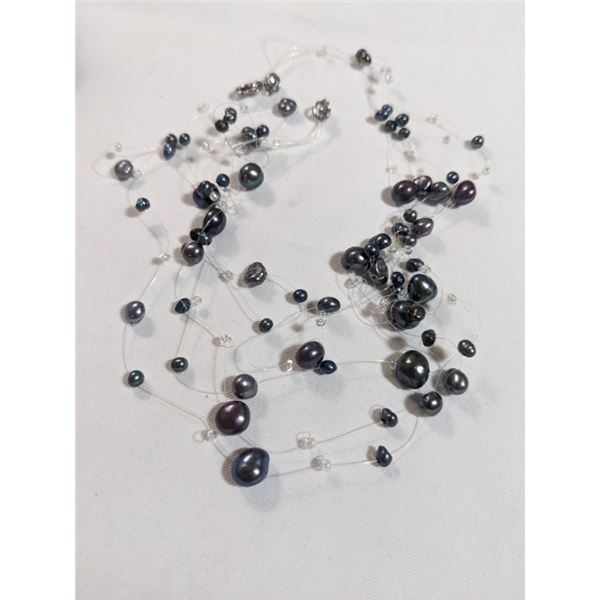 GENUINE BLACK PEARLS NECKLACE