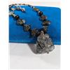 Image 2 : RUTILE QUARTZ STONE PENDANT W/ HAND CARVED RUTILE BEADS, BLACK PEARLS NECKLACE
