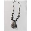Image 3 : RUTILE QUARTZ STONE PENDANT W/ HAND CARVED RUTILE BEADS, BLACK PEARLS NECKLACE