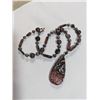 Image 2 : STERLING SILVER JASPER STONE BEADS AND BLACK PEARLS NECKLACE