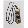 Image 1 : VINTAGE HAND CRAFTED LEATHER W/ GEM STONE PENDANT AND CHAIN NECKLACE