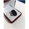 Image 1 : VINTAGE 925 STERLING SILVER W/ BLACK ROCK CRYSTAL STONE RING