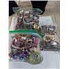 Image 1 : 3 BAGS OF MISC COSTUME JEWELRY, BEADS, PARTS ETC