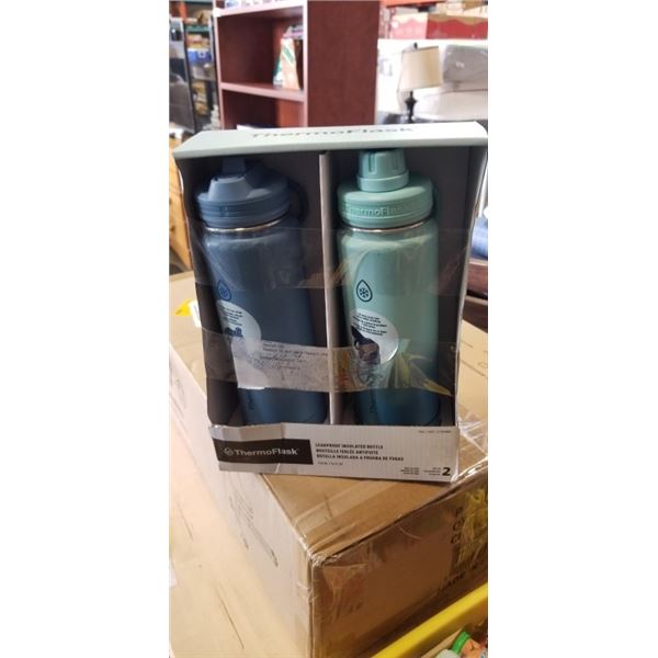 NEW SET OF 2 THERMOFLASK LEAKPROOF INSULATED WATER BOTTLES,  24 OZ