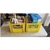 Image 1 : 2 MILK CRATES OF SECURITY ENVELOPES, TRANSPARENT TAPE, UTILITY KNIVES, NAPKINS ETC