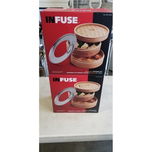 2 INFUSE 4 PC BAMBOO STEAMER SET