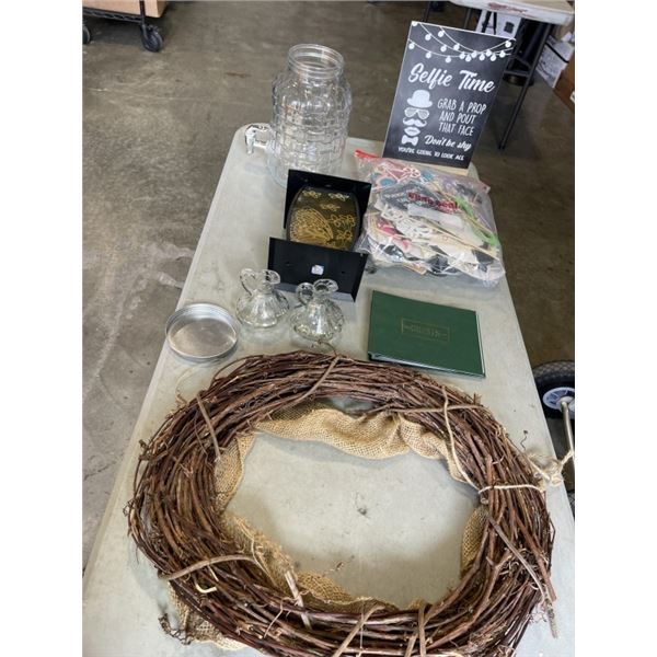 PUNCH DISPENSER, CANDLE HOLDER, SELFIE PHOTO SIGN AND PHOTO PROPS